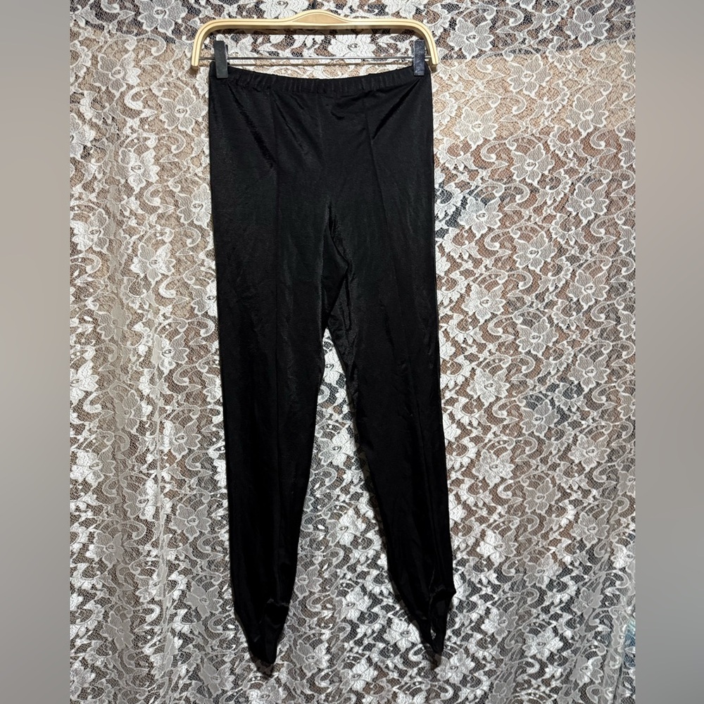 Frederick's of Hollywood vintage 80s Black Leggings w stirrups small excellent
